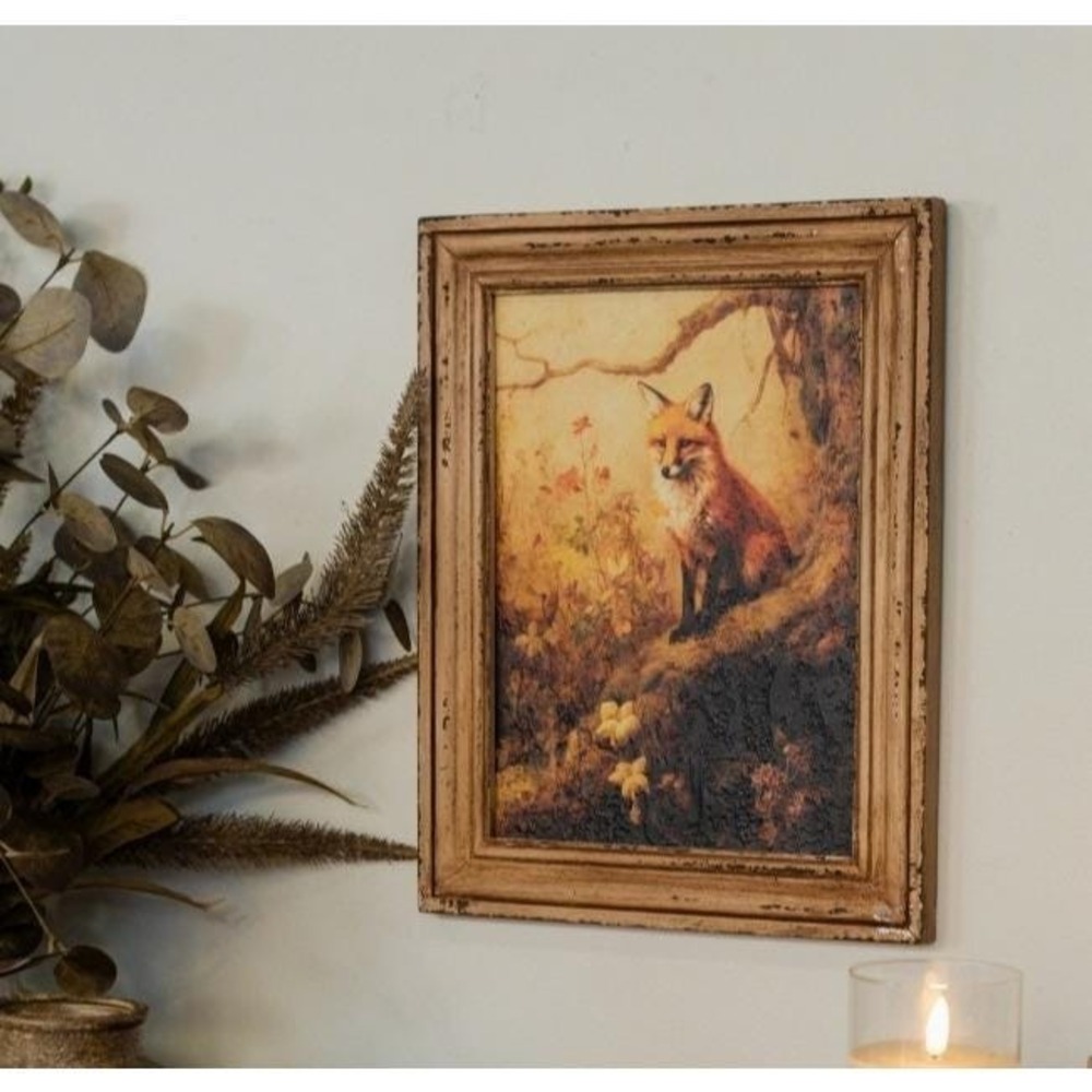 Ragon House Framed Fox in the Woods Print Vintage Style Autumn Harvest 11x14 NEW